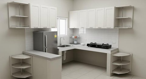 Desain Dapur Kecil 2x2 Meter Muat Kulkas dan Kitchen Set