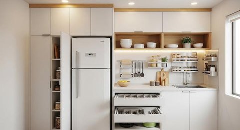 Desain Dapur Kecil 2x2 Meter Muat Kulkas dan Kitchen Set