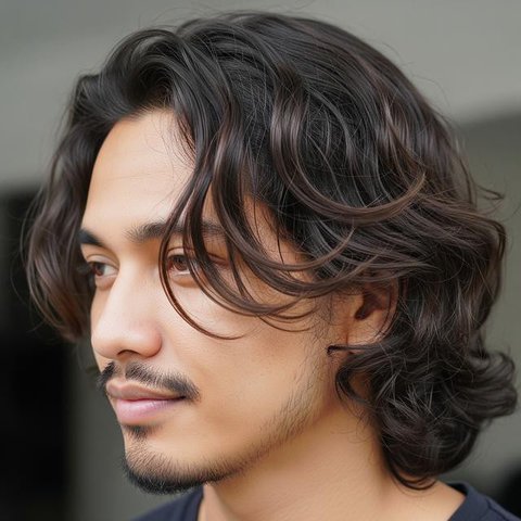 Model Rambut Pria Panjang Berantakan Tapi Tetap Rapi/Gemini AI