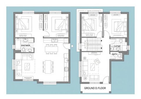 Denah Rumah 2 Lantai Dengan Carport dan Taman (Gemini)