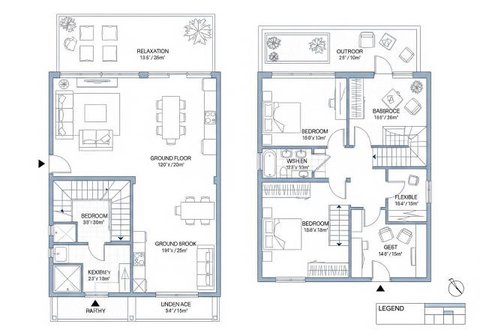 Denah Rumah 2 Lantai Dengan Carport dan Taman (Gemini)