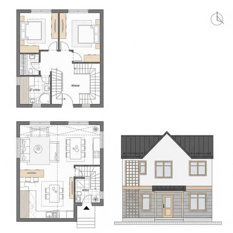 Denah Rumah 2 Lantai Dengan Carport dan Taman (Gemini)