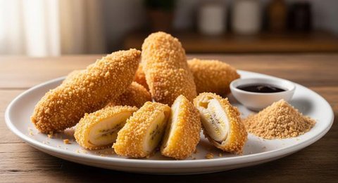 Pisang goreng pasir keju lumer. (dok. Oliveia Faizin/Cookpad)