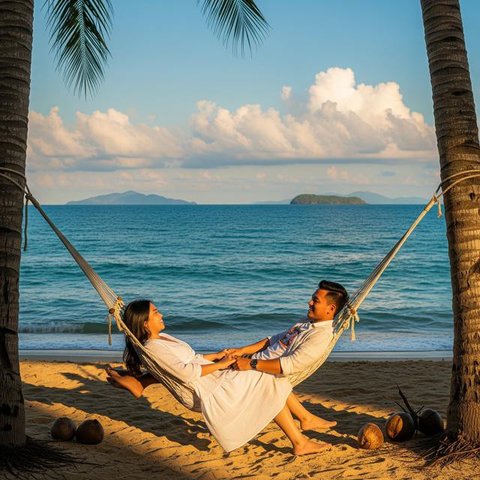 Prompt Gemini AI di Pantai bersama Pasangan