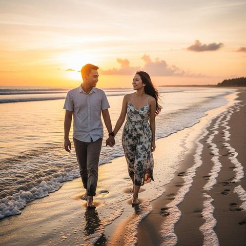 Prompt Gemini AI di Pantai bersama Pasangan