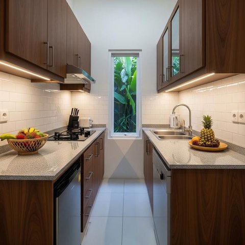 Desain Dapur Sempit Memanjang. (Foto: Gemini AI)