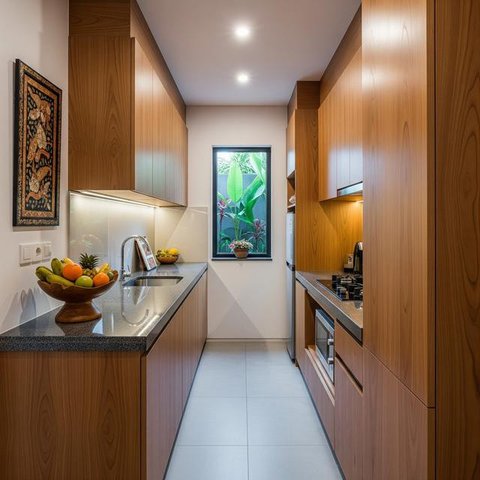 Desain Dapur Sempit Memanjang. (Foto: Gemini AI)