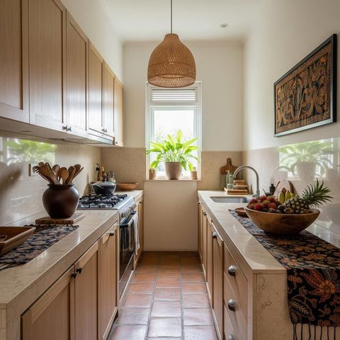 Desain Dapur Sempit Memanjang. (Foto: Gemini AI)