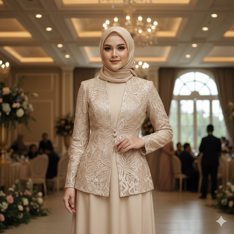 Model Gamis Brokat Blazer Panjang/Gemini AI