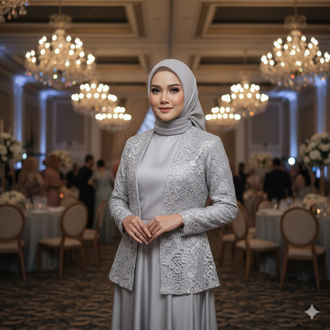 Model Gamis Brokat Blazer Panjang/Gemini AI
