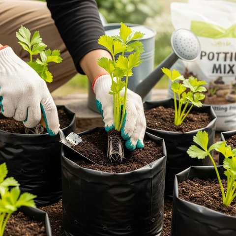 Menanam Seledri di Polybag