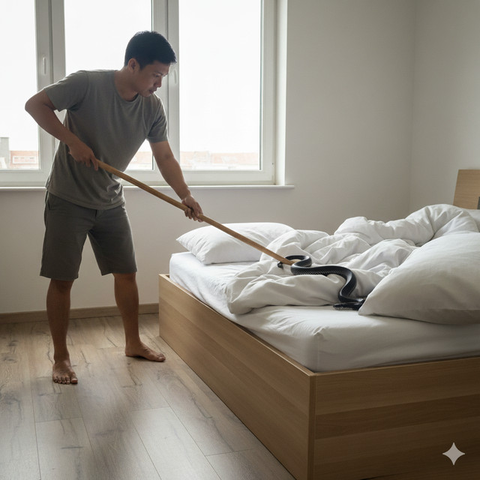 Ular Bersembunyi di Bawah Kasur/ Ilustrasi AI