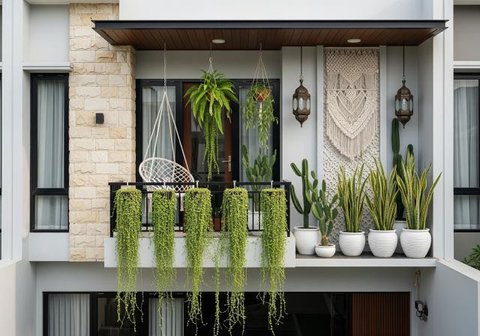 Desain Rumah Kecil dengan Taman di Balkon (Sumber: gemini.com)