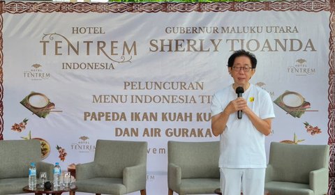 Direktur PT Industri Jamu Dan Farmasi Sido Muncul Tbk, Irwan Hidayat saat di Peluncuran menu khas Indonesia Timur: Papeda Ikan Kuah Kuning dan Air Guraka di Hotel Tentrem Semarang.
