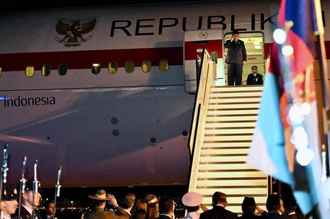prabowo kembali ke Indonesia dari kunjungan kenegaraan ke Australia (Liputan6.com/biro pers istana)