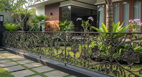 Inspirasi desain pagar taman bunga. [Foto: Gemini]