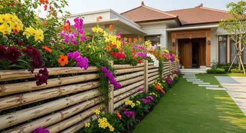 Inspirasi desain pagar taman bunga. [Foto: Gemini]