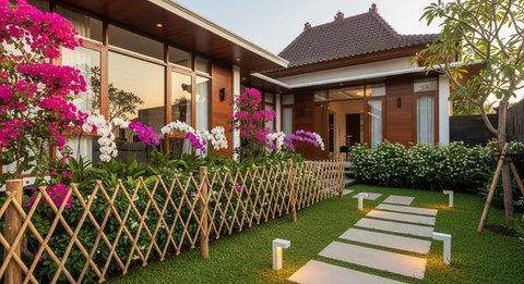 Inspirasi desain pagar taman bunga. [Foto: Gemini]