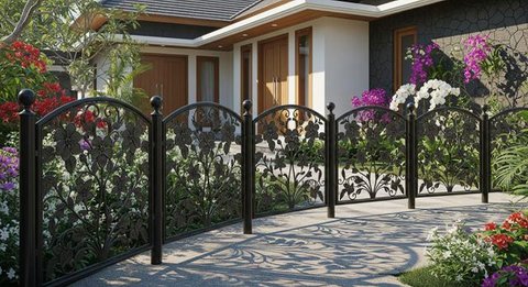 Inspirasi desain pagar taman bunga. [Foto: Gemini]