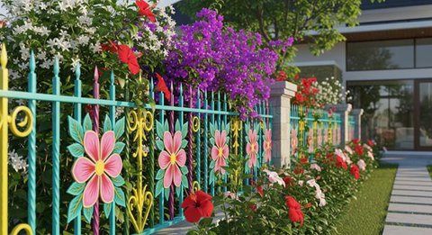 Inspirasi desain pagar taman bunga. [Foto: Gemini]