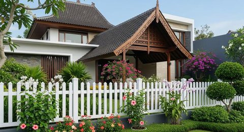 Inspirasi desain pagar taman bunga. [Foto: Gemini]