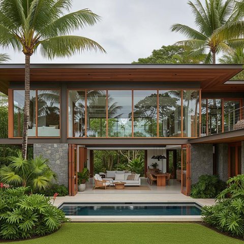 Desain Rumah Tropis Modern Anti Lembap (AI)
