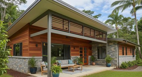 Desain Rumah Tropis Modern Anti Lembap (AI)