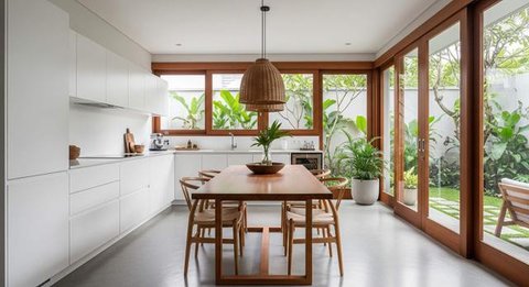 Model Rumah Mungil Tapi Punya Dapur dan Ruang Makan Lega. Foto: Gemini