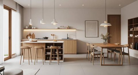 Model Rumah Mungil Tapi Punya Dapur dan Ruang Makan Lega. Foto: Gemini
