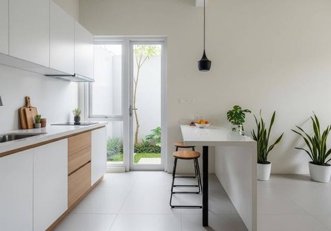 Model Rumah Mungil Tapi Punya Dapur dan Ruang Makan Lega. Foto: Gemini