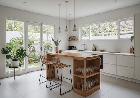 Model Rumah Mungil Tapi Punya Dapur dan Ruang Makan Lega. Foto: Gemini