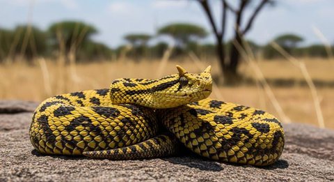 Ilustrasi Ular Bertanduk Gurun (Desert Horned Viper). [Foto: Gemini]