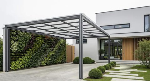 Desain Rumah Minimalis Carport 2 Mobil. Foto: Gemini