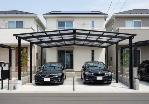 Desain Rumah Minimalis Carport 2 Mobil. Foto: Gemini