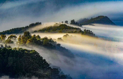 Kabut pagi menyelimuti Ngadisari, Bromo, jawa Timur