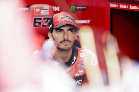 Pecco Bagnaia pada balapan MotoGP Austria 2025. (ERWIN SCHERIAU / APA / AFP)