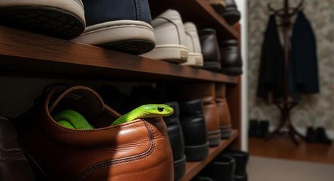 7 Jenis Ular yang Sering Masuk ke Dalam Sepatu Tanpa Disadari, Waspadai Saat Musim Hujan (Foto: Gemini AI)