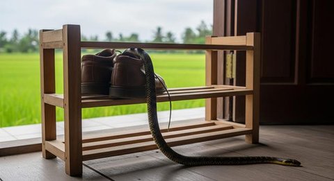 7 Jenis Ular yang Sering Masuk ke Dalam Sepatu Tanpa Disadari, Waspadai Saat Musim Hujan (Foto: Gemini AI)