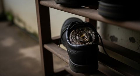 7 Jenis Ular yang Sering Masuk ke Dalam Sepatu Tanpa Disadari, Waspadai Saat Musim Hujan (Foto: Gemini AI)