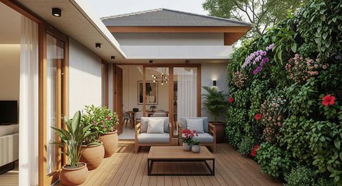 Model Rumah Mungil Tapi Punya Kebun dan Teras Belakang/AI