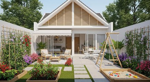 Model Rumah Mungil Tapi Punya Kebun dan Teras Belakang/AI