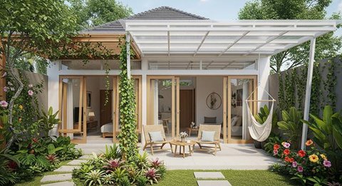Model Rumah Mungil Tapi Punya Kebun dan Teras Belakang/AI