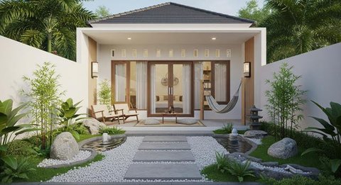 Model Rumah Mungil Tapi Punya Kebun dan Teras Belakang/AI