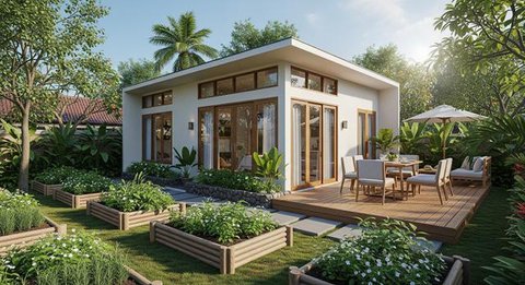Model Rumah Mungil Tapi Punya Kebun dan Teras Samping yang Lega/AI