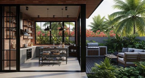 Model Rumah Mini Tapi Punya Dapur Terbuka dan Teras Belakang/AI