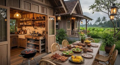 Model Rumah Mini Tapi Punya Dapur Terbuka dan Teras Belakang/AI