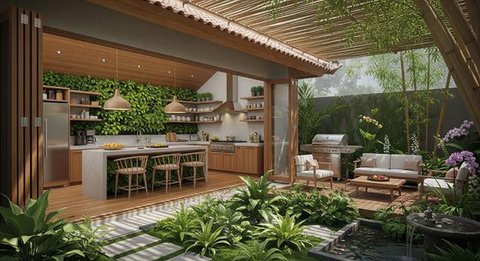 Model Rumah Mini Tapi Punya Dapur Terbuka dan Teras Belakang/AI