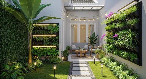 Trik Mendesain Rumah Kecil agar Tetap Punya Ruang Hijau di Belakang/ Ilustrasi AI
