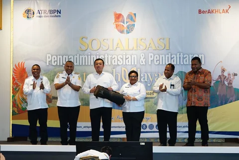 Wamendagri Ribka Haluk pada acara Sosialisasi Pengadministrasian dan Pendaftaran Tanah Ulayat Provinsi Papua Tahun 2025