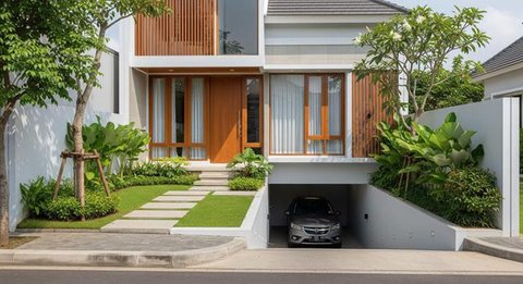 Model Rumah Mungil Tapi Punya Garasi Muat Mobil. Foto: Gemini
